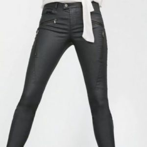 NWT Zara Z1975 Moto waxed skinny jeans 36/26/4